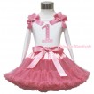 White Tank Top Dusty Pink Ruffles & Bow & 1st Light Pink White Dots Birthday Number & Dusty Pink Pettiskirt MG1539